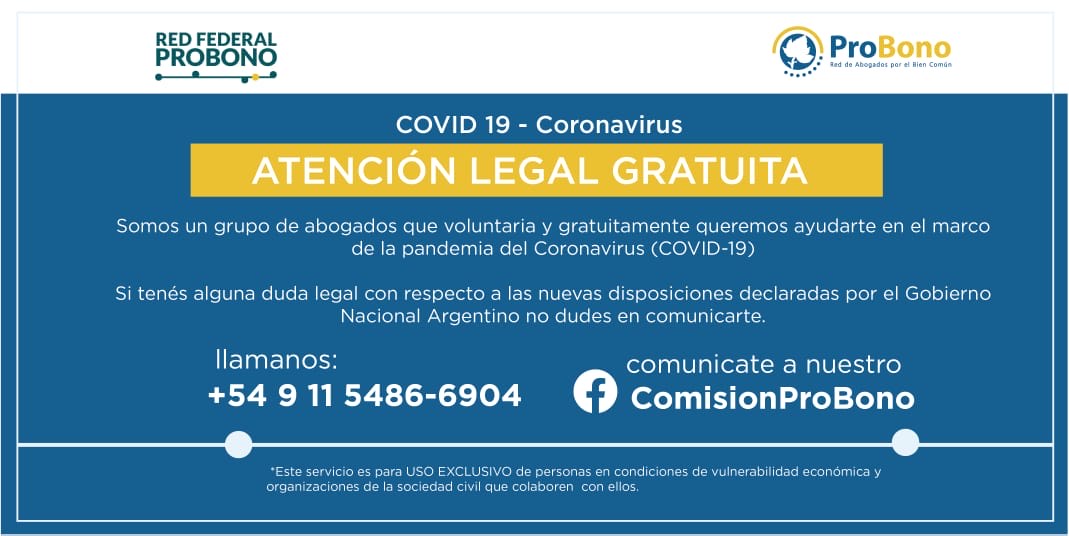 COVID-19 – Coronavirus. Atención legal gratuita